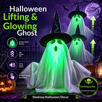Figurine fantôme électrique Dropshipping Shopify, activée par le mouvement, visage lumineux, décoration de table d'Halloween, plastique 32x22x14cm