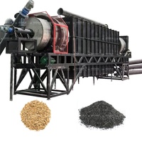 Máquina de fabricación de biocarbón de cáscara de arroz rotativa de trabajo 24H Horno de carbonización de carbón de madera continuo Planta de torrefacción de aserrín