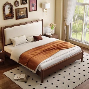 Nordico retrò 1.8m semplice Design francese <span class=keywords><strong>letto</strong></span> matrimoniale in legno massello onda stile metà secolo morbido-imballato <span class=keywords><strong>letto</strong></span> moderno per camera da <span class=keywords><strong>letto</strong></span> principale - Product Image 6
