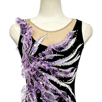 Justaucorps de gymnastique rythmique sans manches pour filles G069, avec strass floraux 3D, costume de compétition de gymnastique artistique, fabrication OEM ODM