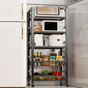 ชั้นวางของโลหะทรงสี่เหลี่ยมแบบหลายชั้น 5 ชั้น เป็นมิตรกับสิ่งแวดล้อม ใช้ได้หลากหลาย ใช้เป็นชั้นวางไมโครเวฟ ตะกร้าผัก สำหรับห้องครัว - Product Image 6