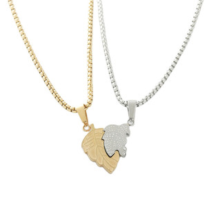 Stainless Steel Leaf Pendant Set Unisex <b>Couple</b> <b>Necklace</b> Retro Plant Design Gift Jewelry - Product Image 3