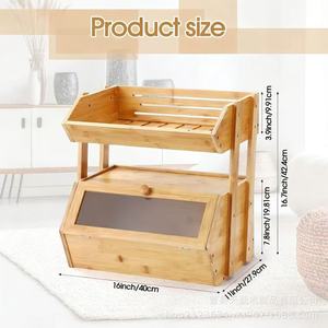 Caja de Madera para Guardar Pan con Tapa de 16 Pulgadas, Estante para Frutas y Verduras de Cocina, Organizador de Aperitivos para Sala de Estar - Product Image 1