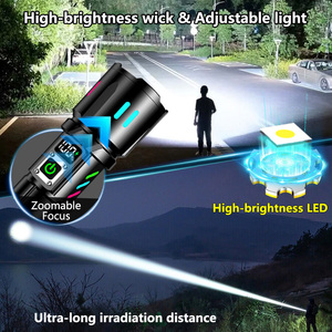 Siêu sáng tầm xa không thấm nước dẫn ngọn đuốc Ánh sáng chùm rộng Hợp kim nhôm có thể sạc lại đèn pin liên tục đèn flash ánh Sáng Ngọn đuốc - Product Image 4