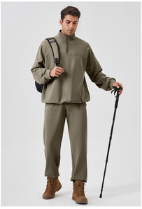 Baumwolle Polyester Spandex Blend Autumn Athletic Wear Halber Reiß verschluss Langarm Top Sweat Pant 2-teiliges Active Outfit Gym Sports Set - Product Image 4