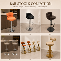 Tabourets de bar en cuir PU avec dossier, chaise haute, pieds en métal, siège rembourré pour comptoir/bar, vert