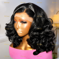 Perruque de luxe sans colle en cheveux humains brésiliens ondulés naturels, densité 250, avec dentelle frontale HD 4x4 5x5, pour femmes noires, perruque frontale en dentelle abordable