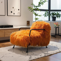 Fauteuils en tissu pour salon, design italien moderne et luxueux, fauteuil de détente en laine de mouton
