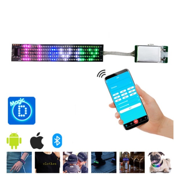 5*36  RGB LED Display Screen for Hat & Shirt DIY Text App Control Bluetooth Connect with Battery Digital Signage & Displays
