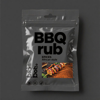 Sac en plastique refermable personnalisé réutilisable pour aliments secs, épices, poudre de chili, avec fenêtre transparente