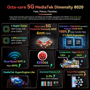 <span class=keywords><strong>Android</strong></span> 13 Blackview bl9000 12GB + 512GB 6.78 inch + 1.32 inch Mediatek dimensity 8020 Octa core 5 gam điện thoại di động - Product Image 5