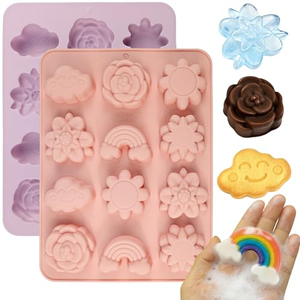Moldes de Silicona Personalizables para Hornear, con Formas de Flores, Arcoíris y Estrellas, Antiadherentes, Libres de BPA, con Certificación LFGB Platinum - Product Image 1