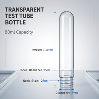 Tube en plastique PET transparent de 40 ml, 80 ml, 120 ml avec bouchon à vis en aluminium, plusieurs tailles, pour bonbons, masques, emballage
