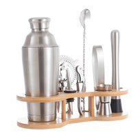 Nouvel ensemble de barman professionnel 10 pièces en acier inoxydable avec support, shaker à cocktails pivotant 700 ml et recettes