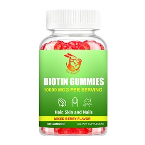 Gomitas de biotina premium más vendidas de fábrica que favorecen la producción de queratina y la salud de la piel con vitamina C y vitamina D3. - Product Image 1