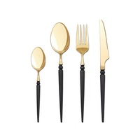 Service de couverts de luxe rose et or, couverts en acier inoxydable 304 de 4 pièces pour mariage et fête, coffret cadeau de vaisselle vintage