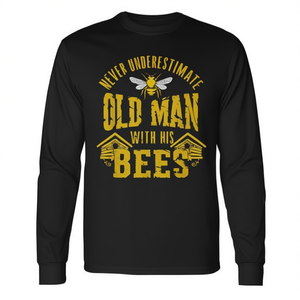 Camiseta de manga larga vintage con diseño gráfico de abejas de Old Man Beekeeper - Product Image 2