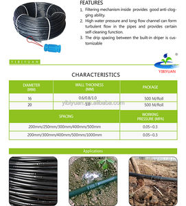 Système d'irrigation agricole Émetteurs Tuyaux d'irrigation <span class=keywords><strong>goutte</strong></span> <span class=keywords><strong>à</strong></span> <span class=keywords><strong>goutte</strong></span> en ligne 16mm <span class=keywords><strong>1000m</strong></span> 30cm Ligne de <span class=keywords><strong>goutte</strong></span> <span class=keywords><strong>à</strong></span> <span class=keywords><strong>goutte</strong></span> HDPE Léger Durable Yibiyuan - Product Image 5