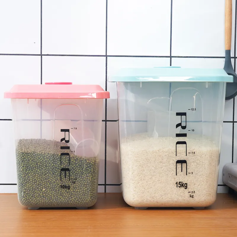 Food Storage Rice Box Plastic Cereal Dispenser Storage Box Kitchen Food Grain Rice Container