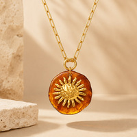 SUMMLY Collier empilable en acier inoxydable plaqué or 18 carats avec pendentif Cœur Fleur de Soleil Vintage et Nœud, Bijou de mode pour femme, Idéal comme cadeau