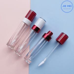 JIE MEI Stock RTS Vente chaude 8ML Blanc Noir <span class=keywords><strong>Fushia</strong></span> Nude Rouge Flacon vide pour brillant à lèvres rond Tube de brillant à lèvres en plastique rond avec anneau - Product Image 2