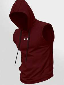 Camiseta Deportiva con Capucha Estampada para Hombre, Precio de Fábrica, Sin Mangas, para Gimnasio, Entrenamiento, Fitness, Musculación - Product Image 3