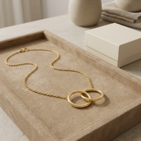 Collar con Colgante de Doble Anillo Personalizado, Cadena de Acero Inoxidable, Joyería de Moda para Regalo