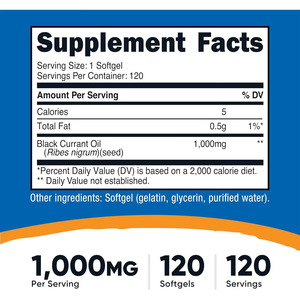 Aceite de Grosella Negra OEM 1000mg 120 Cápsulas Blandas, Ácidos Grasos Esenciales Prensados en Frío, Aclarante de Piel, Natural - Product Image 5