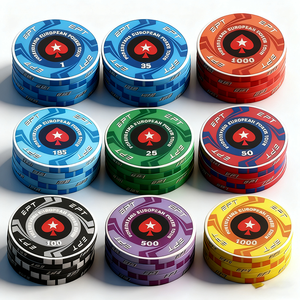 Jetons <span class=keywords><strong>de</strong></span> poker en céramique personnalisés <span class=keywords><strong>de</strong></span> 39 mm anti-contrefaçon Texas <span class=keywords><strong>Blackjack</strong></span> Hold'em EPT avec bord blanc - Product Image 4