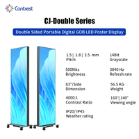 Doble cara P1.5 P1.8 P2.5 portátil Digital Gob Led cartel pantalla Video pared Banner para hoteles bancos cines teatros