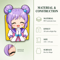 Pegatinas Personalizadas de Dibujos Animados en 3D, Material PET Impermeable con Impresión UV para Autos, Computadoras Portátiles y Refrigeradores