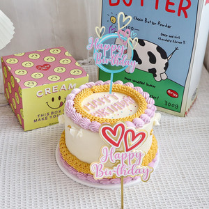 ท็อปเปอร์เค้กอะคริลิกรูปหัวใจ น้ำผึ้งและความหวาน สุขสันต์วันเกิด สำหรับตกแต่งงานปาร์ตี้ - Product Image 5