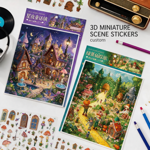 Kit d'autocollants PET personnalisés OEM pour scènes miniatures 3D DIY : Ville féerique étoilée, Voyage du Magicien d'Oz - Product Image 1