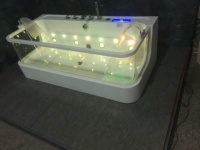 Baignoires en verre acrylique transparent de haute qualité, baignoires à remous autoportantes avec massage et lumière LED