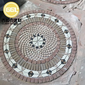 Médaillon de parquet en mosaïque de pierre d'art fait à la main conception personnalisée pour carrelage de sol extérieur moderne pour hôtel et cour - Product Image 3