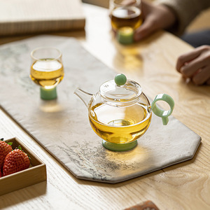 Tetera de Vidrio Resistente al Calor Guanlan, Color Verde Sombra, Redonda con Tapa, Juego de Té Kung Fu, Gran Capacidad, Uso Doméstico - Product Image 4