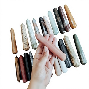 Faceted Crystal Quartz Pencil Shape Natural Clear Semi-Precious Stone Healing Massage Gemstone Craft Material 4-6 Inch Handmade - Product Image 3