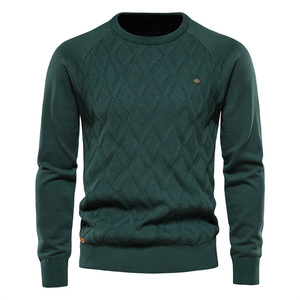 Nieuwe design gebreide 100% katoenen pullover met aangepast logo, effen kleur, winter, lange mouwen, heren trui - Product Image 4