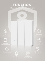 CNSKOU 80/86 Interrupteur mural intelligent Zigbee 2 ou 3 gangs 240V, compatible sans fil neutre, mode relais détachable, fonctionne avec Home Assistant