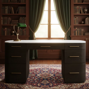 Modern Luxury American Style Home Office Furniture Solid Wood <strong>Oak</strong> Office Tables Marble <strong>Top</strong> <strong>Desks</strong> - Product Image 1