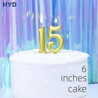 Lilin Angka Ulang Tahun Emas 2026 0-9 Digit Kustom Elegan Tanpa Asap untuk Pesta Ulang Tahun Tahun Baru Hiasan Meja Dessert