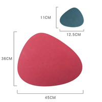 OKOLAY-Tapis de table et dessous de verre ovales en silicone, antidérapant et imperméable, texture en cuir épais, en caoutchouc souple