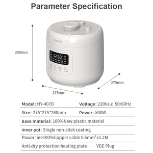 HY 900W Elektrischer Dampfgarer mit Hoher Leistung, 8 Voreingestellten Menüs, Digitaler Smarter Schnellkochtopf und Reiskocher - Product Image 6