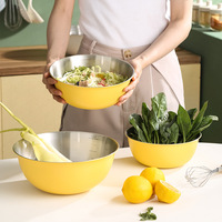 Ensemble de bols à salade en acier inoxydable de 1300 ml, 2100 ml et 2500 ml, design mignon, écologique et durable, pour une utilisation en cuisine