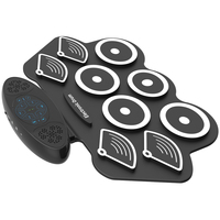 Batterie électronique portable enroulable à 9 pads en silicone, avec pédales et baguettes pour la pratique musicale