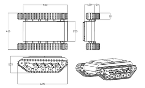 Chasis <span class=keywords><strong>de</strong></span> Robot Tanque WD en Oferta, 4 Ruedas, Tr500, Todoterreno, Capacidad <span class=keywords><strong>de</strong></span> Carga <span class=keywords><strong>de</strong></span> 65 kg, Velocidad <span class=keywords><strong>de</strong></span> 0-6.2 km/h - Product Image 5