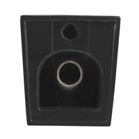 Cuvette de toilette carrée noire mate sans rebord, salle de bain WC en céramique P-trap, toilettes sur pied