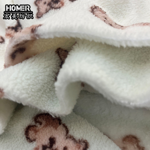 Thấp Moq Cực <span class=keywords><strong>Fleece</strong></span> Vải Sherpa Lông Cừu Vải Flannel Vải Với Gấu Mô Hình Động Vật In Ấn Cho Quần Áo Ngủ Đồ Ngủ Chăn - Product Image 1