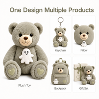 Peluche personnalisée en forme d'ours, directement de l'usine, à partir de vos illustrations, OEM ODM, poupée de personnage en peluche pour marques IP originales