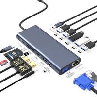 Station d'accueil USB C double moniteur, adaptateur USB HUB USBC 14-en-1, triple moniteur pour ordinateur portable avec accessoires pour ordinateur portable 4K H DMI